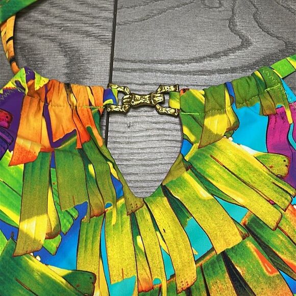 Trina Turk Polynesian Palms Two Piece Tankini Hipster Bottoms Multicolor *Size 8 - Picture 5 of 15